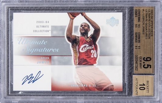 2003-04 UD Ultimate Collection "Ultimate Signatures" #LJ LeBron James Signed Rookie Card – BGS GEM MINT 9.5/BGS 10